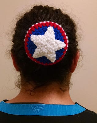 Crochet Captain America Shield Bun Cover Pattern by Yarn To Hook