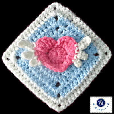 Crochet Angel Heart Granny Square Pattern by Be A Crafter