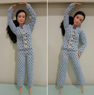 Crochet Barbie Clothes Pajama Set Pattern by Felt Magnet