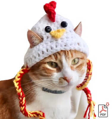 Crochet Chicken Hat For Cats by Pawsome Crochet