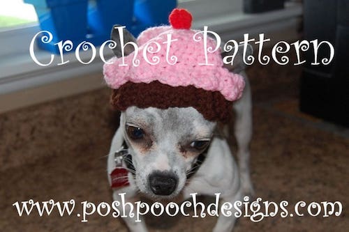 Crochet Cupcake Dog Hat Pattern by Posh Pooch Designs