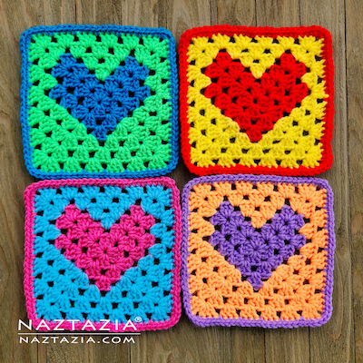 Crochet Granny Square Heart Pattern by Naztazia