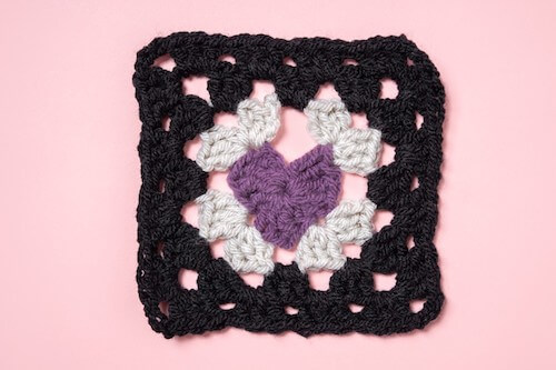 Crochet Granny Square With Heart Pattern by Kathryn Vercillo