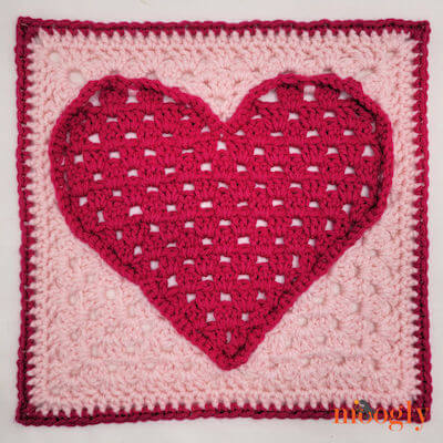 Crochet Heart Filled Square Pattern by Moogly 