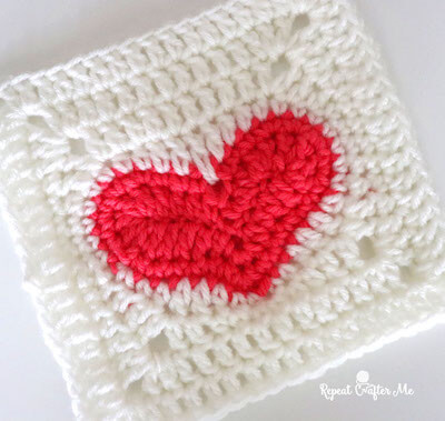 Crochet Heart Granny Square by Repeat Crafter Me