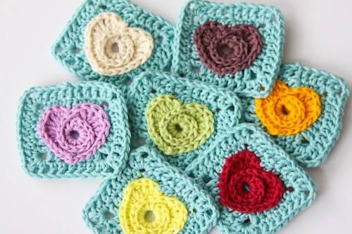 Crochet Heart Granny Squares Pattern by Glorious Unique