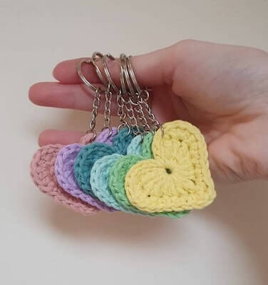 Crochet Heart Keychain Pattern by Colored Braidss