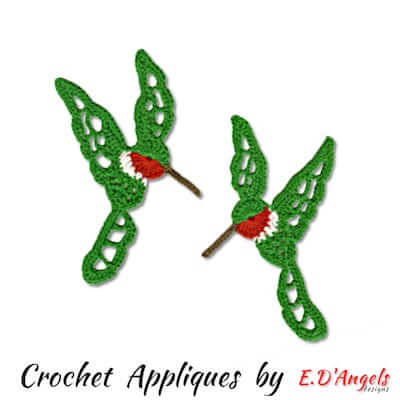 Crochet Hummingbird Applique Pattern by Lass Crochet
