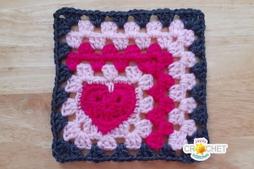 Crochet Mitered Heart Granny Square Pattern by Jayda In Stitches