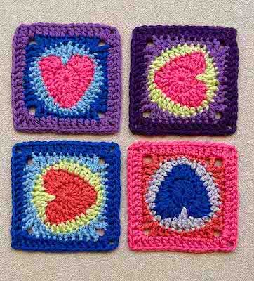 Crochet Modern Heart Granny Square Pattern by Lucy Kate Crochet