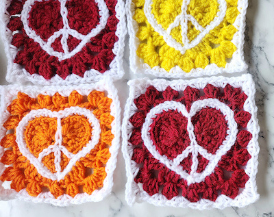 Crochet Peace And Love Granny Square Pattern by Priscilla Mitchell