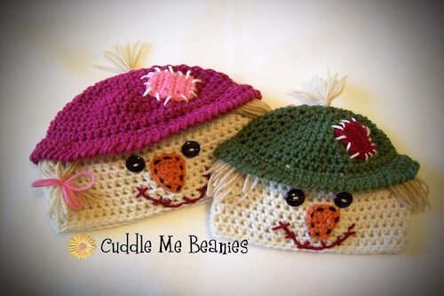 Crochet Scarecrow Beanie Pattern by Cuddle Me Beanies Designs