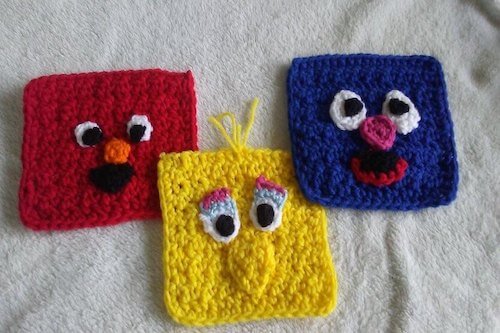 Crochet Sesame Street Mug Rug Pattern by Malinda Benoit