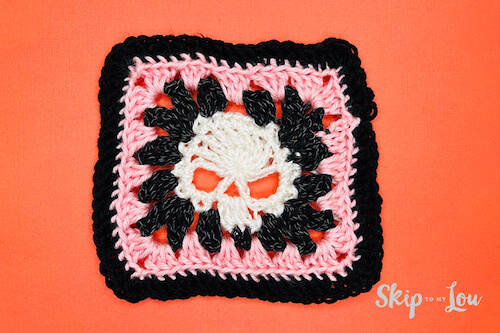 Crochet Skull Granny Square Pattern by Skip To My Lou