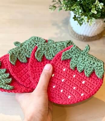Crochet Strawberry Applique Pattern by My Alpaca Studio