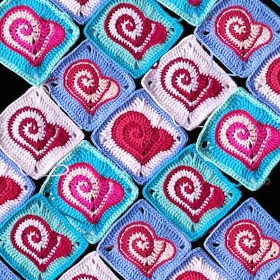 Crochet Wonky Heart Granny Square Pattern by Crochet Design By Snail