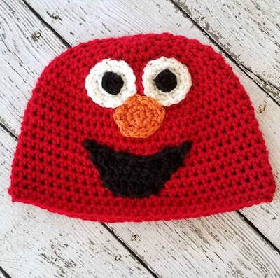 Elmo Beanie Crochet Pattern by Hooked On Homemade Happiness