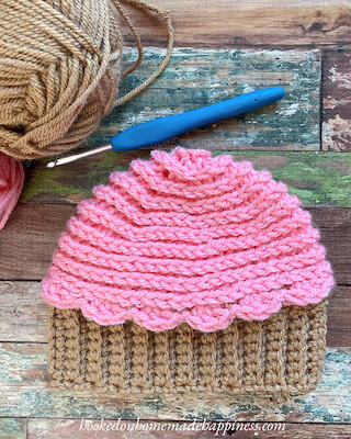 Free Crochet Cupcake Beanie Pattern by Hooked On Homemade Happiness