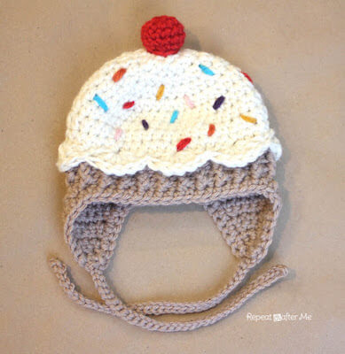 Free Crochet Cupcake Hat Pattern by Repeat Crafter Me