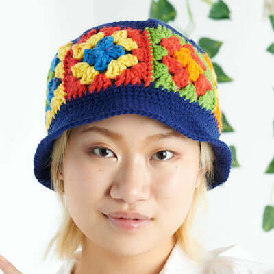 Free Crochet Granny Square Bucket Hat Pattern by Red Heart