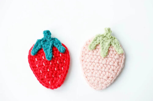 Free Crochet Strawberry Applique Pattern by Hookok