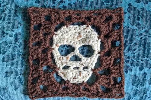 Granny Goth Skully Square Crochet Pattern by Granola Goth Designs