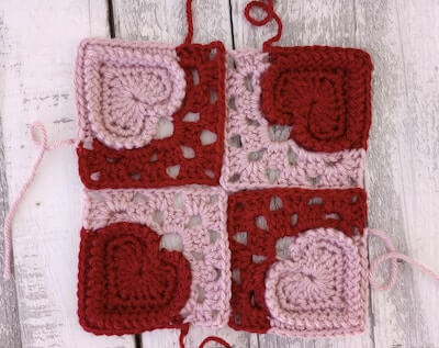 Heart Granny Square Crochet Pattern by Country Life In Crochet