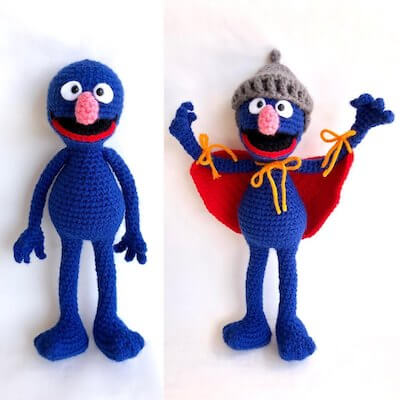 Crochet Sesame Street Grover Pattern by Amber Romano