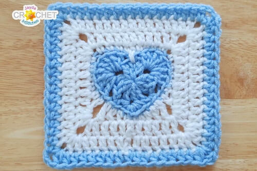 Solid Double Crochet Heart Granny Square Pattern by Jayda In Stitches