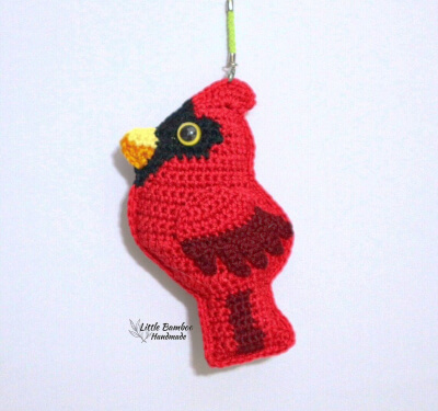 Cardinal Ornament Crochet Pattern by LittleBambooHandmade
