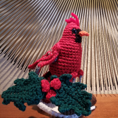 Christmas Cardinal Bird Crochet Pattern by Helenmay Crochet