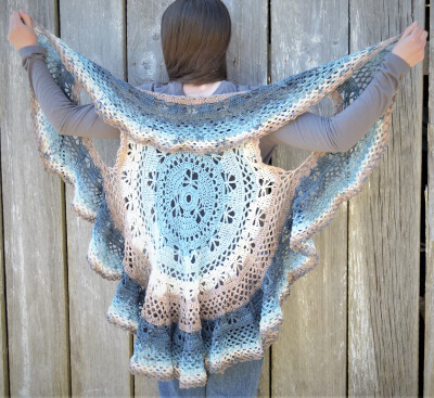 Circle Vest Butterfly Stitch Crochet Pattern by EarlyDawnBoutique