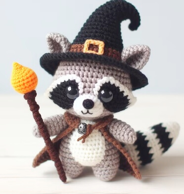 Magical Raccoon Crochet Wizard Pattern by FlowerSafari