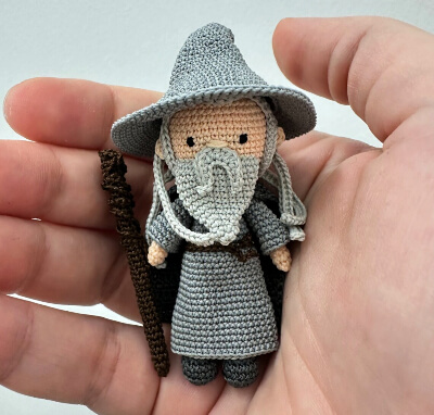 Miniature Grey Wizard Crochet Pattern by HarekoAmigurumiShop