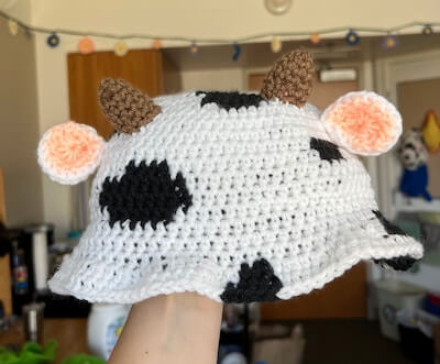 Crochet Cow Bucket Hat Pattern by Clare Cox Crochet