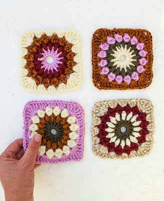 Crochet Sunburst Granny Square Pattern by Make & Do Crew