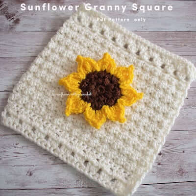 Crochet Sunflower Granny Square Pattern by Sunflower Cottage Crochet