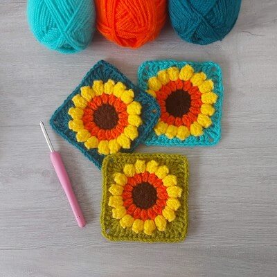 Crochet Sunflower Granny Square by Annie Design