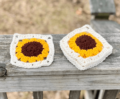 Sunflower Granny Square Coaster Crochet Pattern by Crafty Kitty Crochet