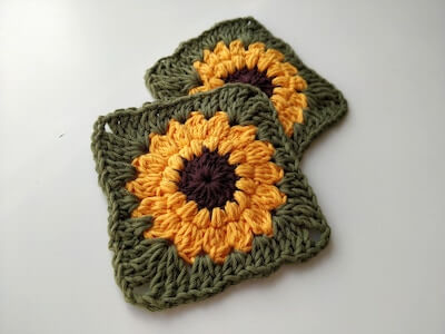Sunflower Granny Square Crochet Pattern by Thread Maker Studio