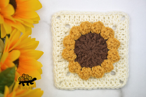 Sunflower Square Crochet Pattern by The Turtle Trunk