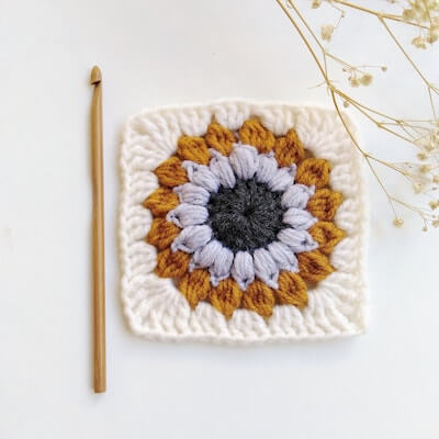 Sunflower Sunburst Granny Square Crochet Pattern by Me And Crochet US