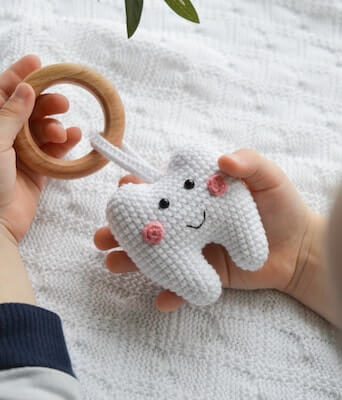 Tooth Rattle Crochet Pattern by Happy Toy Designs