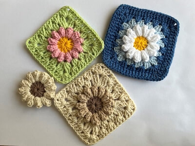 3D Daisy Granny Square Pattern by Motif Patterns