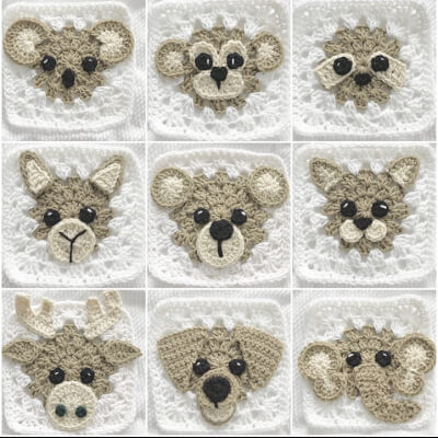 Animal Squares Baby Blanket Crochet Pattern by NellasCottage