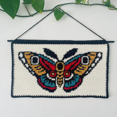 Butterfly Crochet Wall Hanging Tapestry Pattern by Lakza