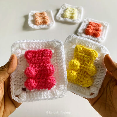 Gummy Bear Crochet 3D Granny Square Pattern by Luluslittleshop