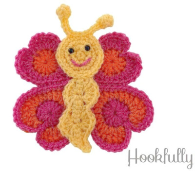 Large Butterfly Applique Crochet Insect Free Pattern by Hookfully