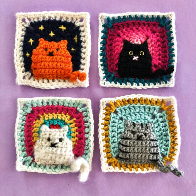 Many Cats Square 3d Crochet Pattern by PonyMcTate