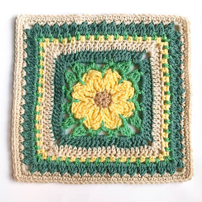 Crochet Daisy Afghan Square Pattern by Petals To Picots